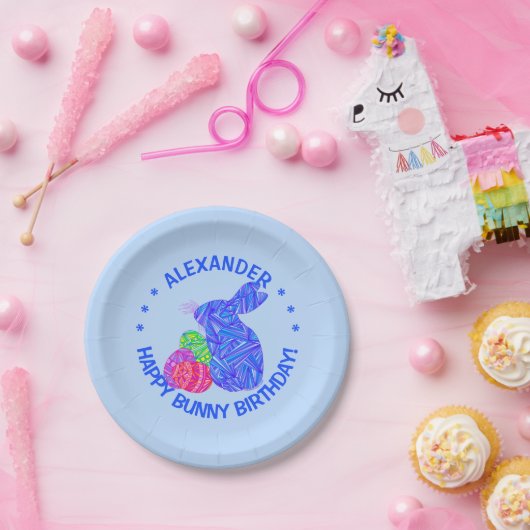 Assiettes En Carton Fête d'anniversaire orientée bleue de Pâques de (Fête)