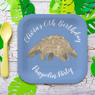 Assiettes En Carton Fête d'anniversaire Pangolin Enfants 6ème Annivers