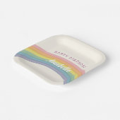 Assiettes En Carton Fête d'anniversaire Pastel Rainbow (Angulaire)