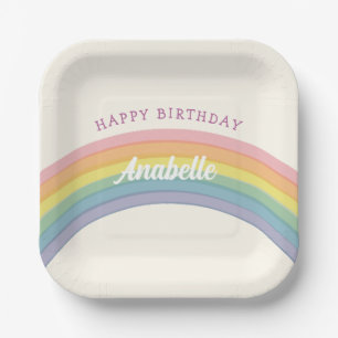 Assiettes En Carton Fête d'anniversaire Pastel Rainbow