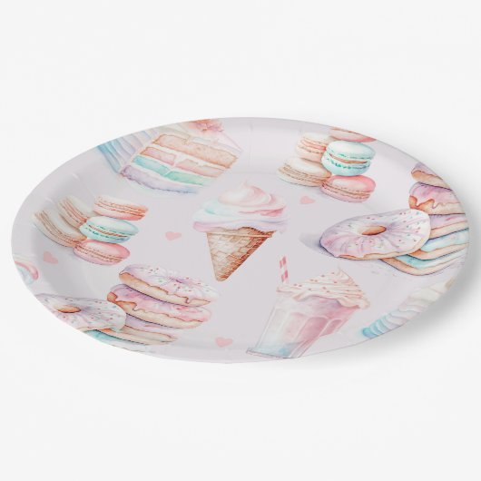 Assiettes En Carton Fête d'anniversaire Pastel Sweet (Angle)