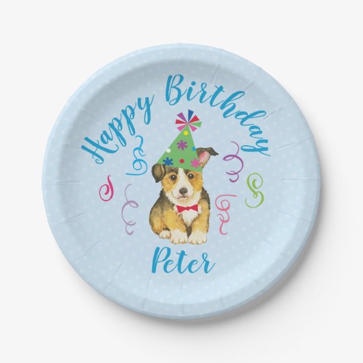 Assiettes En Carton Fête d'anniversaire Pembroke Welsh Corgi Plaques d (Devant)
