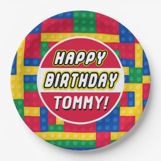 Assiettes En Carton Fête d'anniversaire personnalisable Brick Builder
