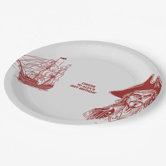 Assiettes En Carton Fête d'anniversaire personnalisée à thème pirate (Angle)