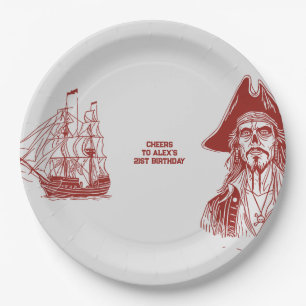 Assiettes En Carton Fête d'anniversaire personnalisée à thème pirate