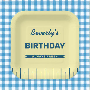 Assiettes En Carton Fête d'anniversaire personnalisée avec bâton de be