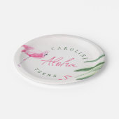 Assiettes En Carton Fête d'anniversaire personnalisée en rose tropical (Angle)