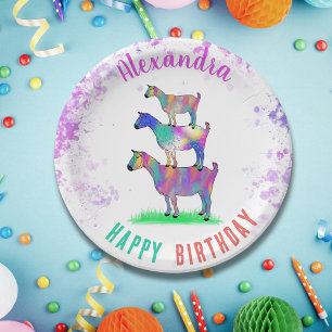 Assiettes En Carton Fête d'anniversaire personnalisée pour chèvres