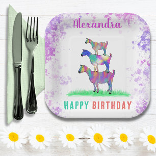 Assiettes En Carton Fête d'anniversaire personnalisée pour chèvres