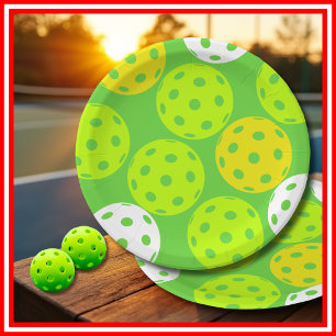 Assiettes En Carton Fête d'anniversaire Pickleball Vert Mignon Sports