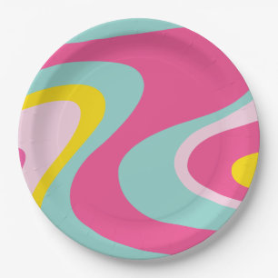 Assiettes En Carton Fête d'anniversaire Pink Malibu Beach Palm Pool Pa