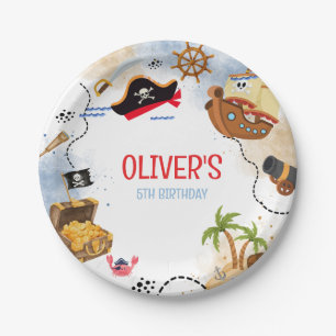 Assiettes En Carton Fête d'anniversaire pirate pour enfants Ahoy Mat