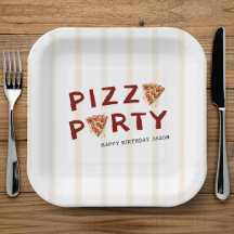 Fête d'anniversaire pour enfants rayé Pizza Party