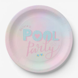 Assiettes En Carton fête d'anniversaire pour tout âge à la piscine