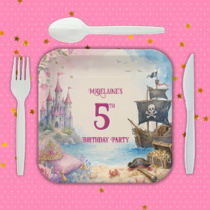 Assiettes En Carton Fête d'anniversaire princesse et pirate