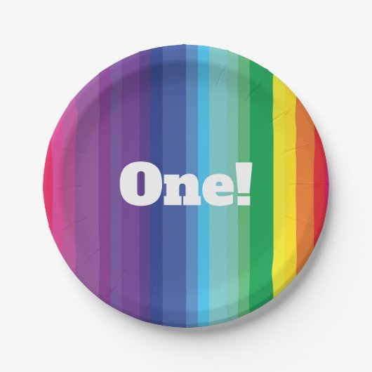 Assiettes En Carton Fête d'anniversaire Rainbow (Devant)