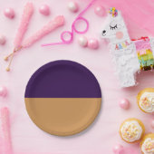 Assiettes En Carton Fête d'anniversaire rayée or et violet royal (Fête)