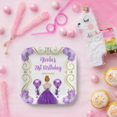 Assiettes En Carton Fête d'anniversaire Red Hair Princesse en violet (Fête)