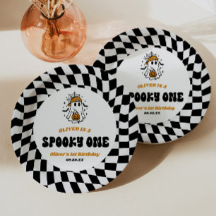 Assiettes En Carton Fête d'anniversaire rétro Halloween Spooky One 1èr