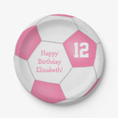 Assiettes En Carton fête d'anniversaire rose blanc (Devant)