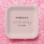 Assiettes En Carton Fête d'anniversaire rose gaucher nom mignon<br><div class="desc">Rendez votre célébration d'anniversaire encore plus spéciale avec nos assiettes en papier à nom mignon rose pastel pour fête d'anniversaire. Avec un fond rose pastel doux et un nom personnalisable dans une police adorable, ces assiettes ajoutent une touche personnelle à n'importe quelle fête. Fabriquées en papier résistant et de haute...</div>