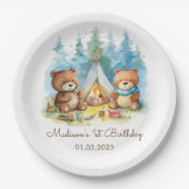 Assiettes En Carton Fête d'anniversaire rustique de Camping Mountain (Devant)