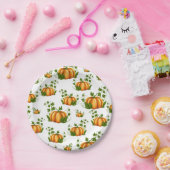 Assiettes En Carton Fête d'anniversaire rustique de citrouille orange  (Fête)