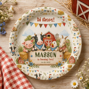 Assiettes En Carton Fête d'anniversaire rustique de la ferme pour enfa