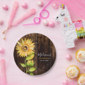 Assiettes En Carton Fête d'anniversaire rustique de tournesol jaune (Fête)