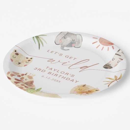 Assiettes En Carton Fête d'anniversaire SAFARI (Angle)