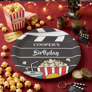 Assiettes En Carton Fête d'anniversaire soirée cinéma pour garçons