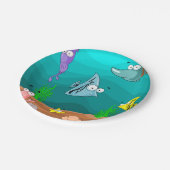 Assiettes En Carton Fête d'anniversaire sous-marine (Angle)