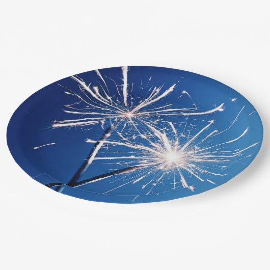 Assiettes En Carton Fête d'anniversaire Sparklers (Angle)