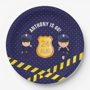 Assiettes En Carton Fête d'anniversaire sur le thème de la Police pers