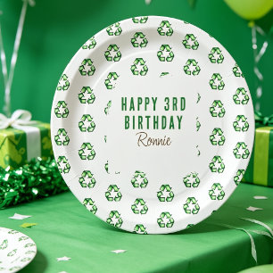Assiettes En Carton Fête d'anniversaire sur le thème des déchets pour