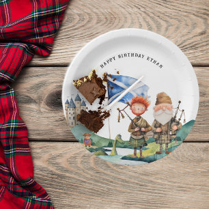 Assiettes En Carton Fête d'anniversaire sur le thème écossais