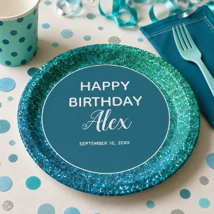 Assiettes En Carton Fête d'anniversaire surprise avec paillettes sarce