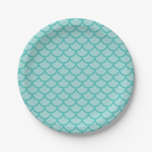 Assiettes En Carton Fête d'anniversaire turquoise de Mermaid Scales