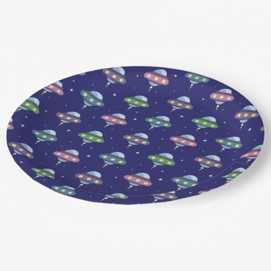 Assiettes En Carton Fête d'anniversaire UFO Space (Angle)