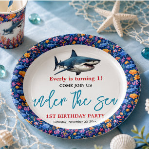 Assiettes En Carton Fête d'anniversaire Under the Sea 1 an