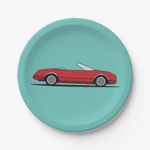 Assiettes En Carton Fête d'anniversaire voiture rouge classique