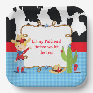 Assiettes En Carton Fête d'anniversaire Western Cowboy Blonde