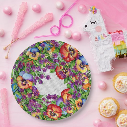 Assiettes En Carton Fête dans le jardin, jolies pensées (Fête)