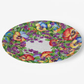 Assiettes En Carton Fête dans le jardin, jolies pensées (Angle)