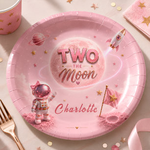 Assiettes En Carton Fête dans l'espace rose