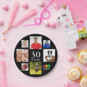 Assiettes En Carton fête de 30e anniversaire photo collage mec noir (Fête)