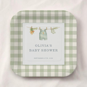 Assiettes En Carton Fête de Baby Shower à carreaux de fabrication loca
