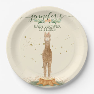 Assiettes En Carton Fête de Baby Shower au style aquarelle avec un alp
