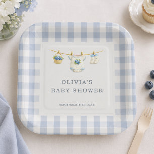 Assiettes En Carton Fête de Baby Shower au thème de Bleuet Sucré
