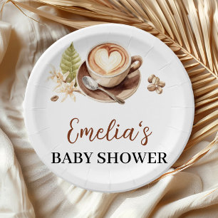 Assiettes En Carton Fête de Baby Shower 'Bébé Prépare du Café'